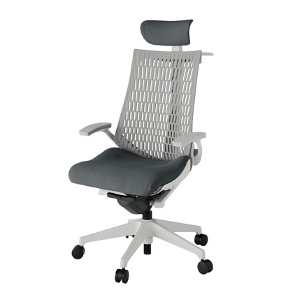 アクト2 KJ445PSXGNC3T6 エラストマバック プレーン 固定肘 ヘッドサポート ( クロス ) ハンガー ナイロンキャスター[ ベースカラー: GN 張地カラー: C3 / ダークグレー  ]