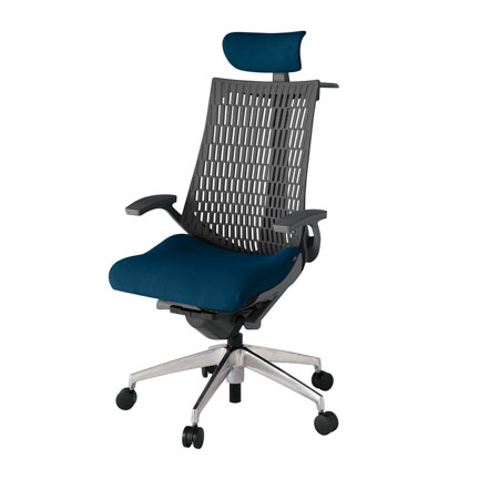 アクト2 KJ445PSXZDB2W2 エラストマバック プレーン 固定肘 ヘッドサポート ( クロス ) ハンガー ナイロンキャスター[ ベースカラー: ZD 張地カラー: B2 / ネイビーブルー  ]