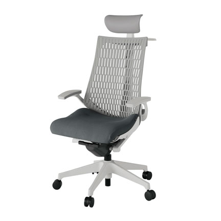 アクト2 KJ445PSYGNC3T6 エラストマバック プレーン 固定肘 ヘッドサポート ( ビニール ) ハンガー ナイロンキャスター[ ベースカラー: GN 張地カラー: C3 / ダークグレー  ]