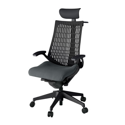 アクト2 KJ445PSYT1C3T1 エラストマバック プレーン 固定肘 ヘッドサポート ( ビニール ) ハンガー ナイロンキャスター[ ベースカラー: T1 張地カラー: C3 / ダークグレー  ]