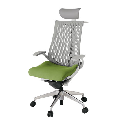 アクト2 KJ445PSYZNQ7T6 エラストマバック プレーン 固定肘 ヘッドサポート ( ビニール ) ハンガー ナイロンキャスター[ ベースカラー: ZN 張地カラー: Q7 / グラスグリーン  ]