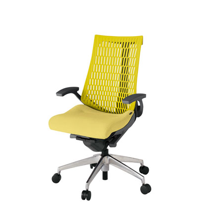 アクト2 KJ445SA-ZDU6U5 エラストマバック テクスチャード 固定肘 ナイロンキャスター[ ベースカラー: ZD 張地カラー: U6U5 / イエロー  ]