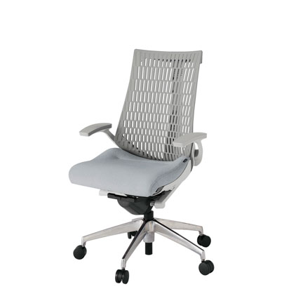 アクト2 KJ445SA-ZNT7T6 エラストマバック テクスチャード 固定肘 ナイロンキャスター[ ベースカラー: ZN 張地カラー: T7T6 / ホワイトグレー  ]