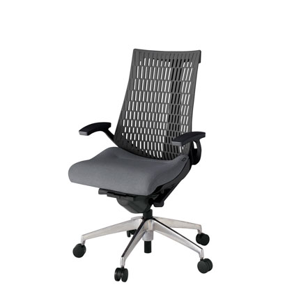 アクト2 KJ445SA-ZTT3W2 エラストマバック テクスチャード 固定肘 ナイロンキャスター[ ベースカラー: ZT 張地カラー: T3W2 / ダークグレー  ]