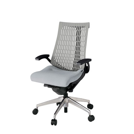 アクト2 KJ445SA-ZTT7T6 エラストマバック テクスチャード 固定肘 ナイロンキャスター[ ベースカラー: ZT 張地カラー: T7T6 / ホワイトグレー  ]