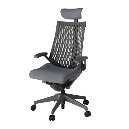 アクト2 KJ445SAEW2T3W2 エラストマバック テクスチャード 固定肘 ヘッドサポート ( クロス ) ナイロンキャスター[ ベースカラー: W2 張地カラー: T3W2 / ダークグレー  ]