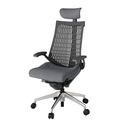 アクト2 KJ445SAEZDT3W2 エラストマバック テクスチャード 固定肘 ヘッドサポート ( クロス ) ナイロンキャスター[ ベースカラー: ZD 張地カラー: T3W2 / ダークグレー  ]