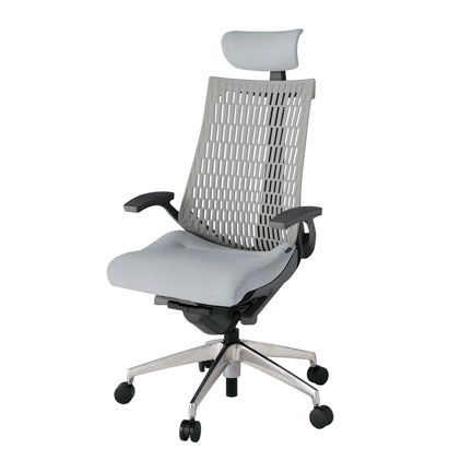 アクト2 KJ445SAEZDT7T6 エラストマバック テクスチャード 固定肘 ヘッドサポート ( クロス ) ナイロンキャスター[ ベースカラー: ZD 張地カラー: T7T6 / ホワイトグレー  ]