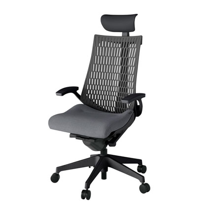 アクト2 KJ445SAFT1T3W2 エラストマバック テクスチャード 固定肘 ヘッドサポート ( ビニール ) ナイロンキャスター[ ベースカラー: T1 張地カラー: T3W2 / ダークグレー  ]