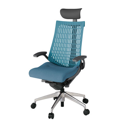 アクト2 KJ445SAFZDB4A4 エラストマバック テクスチャード 固定肘 ヘッドサポート ( ビニール ) ナイロンキャスター[ ベースカラー: ZD 張地カラー: B4A4 / ブルー  ]