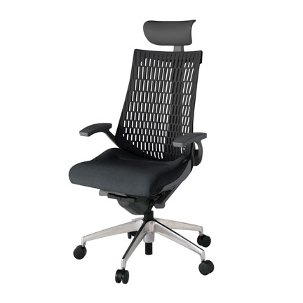 アクト2 KJ445SAFZDT1T1 エラストマバック テクスチャード 固定肘 ヘッドサポート ( ビニール ) ナイロンキャスター[ ベースカラー: ZD 張地カラー: T1T1 / ブラック  ]