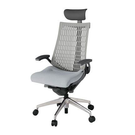 アクト2 KJ445SAFZDT7T6 エラストマバック テクスチャード 固定肘 ヘッドサポート ( ビニール ) ナイロンキャスター[ ベースカラー: ZD 張地カラー: T7T6 / ホワイトグレー  ]