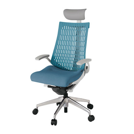 アクト2 KJ445SAFZNB4A4 エラストマバック テクスチャード 固定肘 ヘッドサポート ( ビニール ) ナイロンキャスター[ ベースカラー: ZN 張地カラー: B4A4 / ブルー  ]