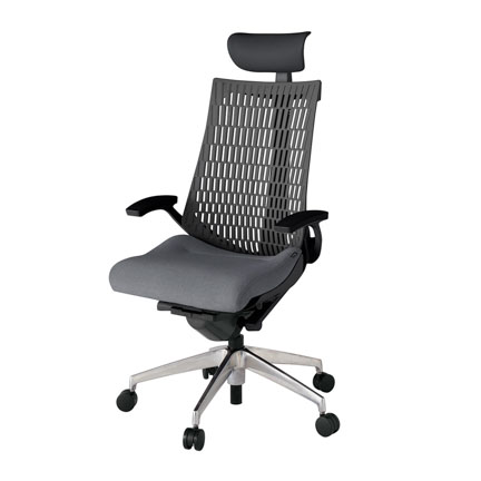 アクト2 KJ445SAFZTT3W2 エラストマバック テクスチャード 固定肘 ヘッドサポート ( ビニール ) ナイロンキャスター[ ベースカラー: ZT 張地カラー: T3W2 / ダークグレー  ]