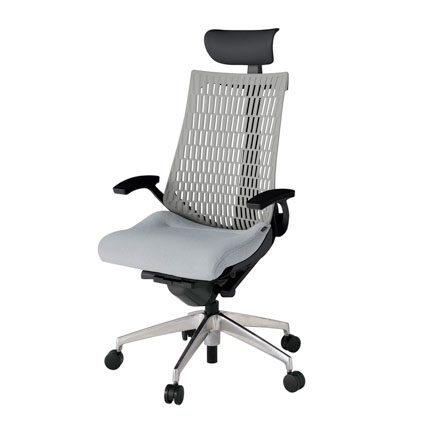 アクト2 KJ445SAFZTT7T6 エラストマバック テクスチャード 固定肘 ヘッドサポート ( ビニール ) ナイロンキャスター[ ベースカラー: ZT 張地カラー: T7T6 / ホワイトグレー  ]