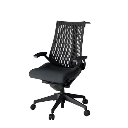 アクト2 KJ445SAHT1T1T1 エラストマバック テクスチャード 固定肘 ハンガーナイロンキャスター[ ベースカラー: T1 張地カラー: T1T1 / ブラック  ]