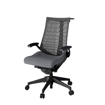 アクト2 KJ445SAHT1T3W2 エラストマバック テクスチャード 固定肘 ハンガーナイロンキャスター[ ベースカラー: T1 張地カラー: T3W2 / ダークグレー  ]