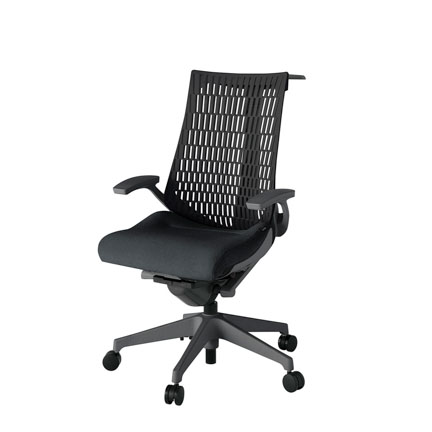 アクト2 KJ445SAHW2T1T1 エラストマバック テクスチャード 固定肘 ハンガーナイロンキャスター[ ベースカラー: W2 張地カラー: T1T1 / ブラック  ]