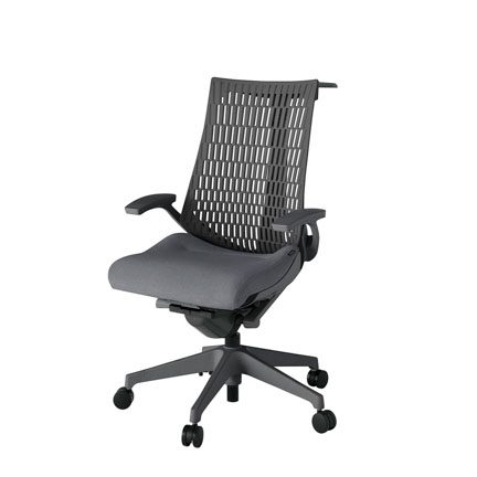 アクト2 KJ445SAHW2T3W2 エラストマバック テクスチャード 固定肘 ハンガーナイロンキャスター[ ベースカラー: W2 張地カラー: T3W2 / ダークグレー  ]