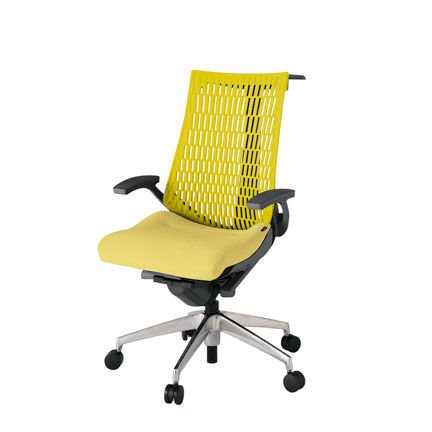 アクト2 KJ445SAHZDU6U5 エラストマバック テクスチャード 固定肘 ハンガーナイロンキャスター[ ベースカラー: ZD 張地カラー: U6U5 / イエロー  ]