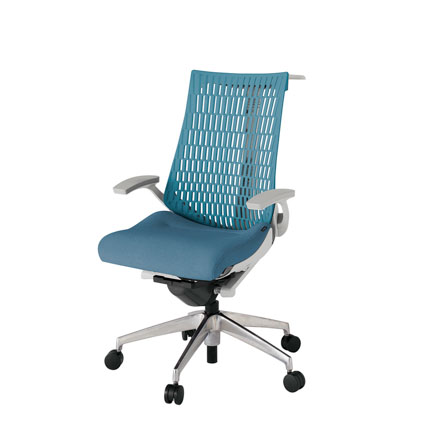 アクト2 KJ445SAHZNB4A4 エラストマバック テクスチャード 固定肘 ハンガーナイロンキャスター[ ベースカラー: ZN 張地カラー: B4A4 / ブルー  ]