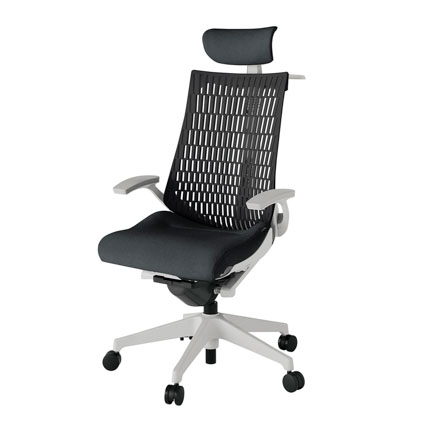 アクト2 KJ445SAXGNT1T1 エラストマバック テクスチャード 固定肘 ヘッドサポート ( クロス ) ハンガー ナイロンキャスター[ ベースカラー: GN 張地カラー: T1T1 / ブラック  ]