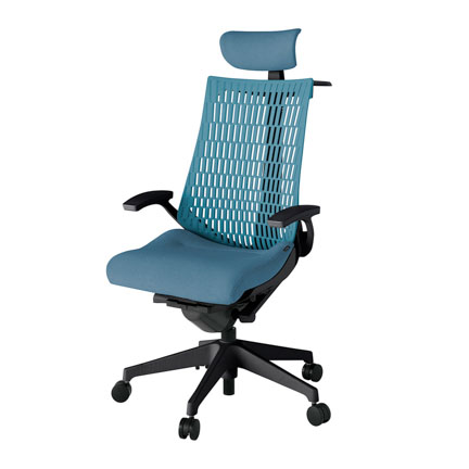 アクト2 KJ445SAXT1B4A4 エラストマバック テクスチャード 固定肘 ヘッドサポート ( クロス ) ハンガー ナイロンキャスター[ ベースカラー: T1 張地カラー: B4A4 / ブルー  ]