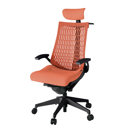 アクト2 KJ445SAXT1D4D4 エラストマバック テクスチャード 固定肘 ヘッドサポート ( クロス ) ハンガー ナイロンキャスター[ ベースカラー: T1 張地カラー: D4D4 / パーシモオレンジ  ]