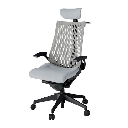 アクト2 KJ445SAXT1T7T6 エラストマバック テクスチャード 固定肘 ヘッドサポート ( クロス ) ハンガー ナイロンキャスター[ ベースカラー: T1 張地カラー: T7T6 / ホワイトグレー  ]