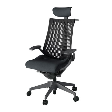 アクト2 KJ445SAXW2T1T1 エラストマバック テクスチャード 固定肘 ヘッドサポート ( クロス ) ハンガー ナイロンキャスター[ ベースカラー: W2 張地カラー: T1T1 / ブラック  ]