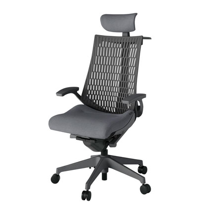 アクト2 KJ445SAXW2T3W2 エラストマバック テクスチャード 固定肘 ヘッドサポート ( クロス ) ハンガー ナイロンキャスター[ ベースカラー: W2 張地カラー: T3W2 / ダークグレー  ]