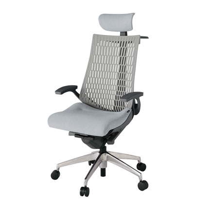 アクト2 KJ445SAXZDT7T6 エラストマバック テクスチャード 固定肘 ヘッドサポート ( クロス ) ハンガー ナイロンキャスター[ ベースカラー: ZD 張地カラー: T7T6 / ホワイトグレー  ]