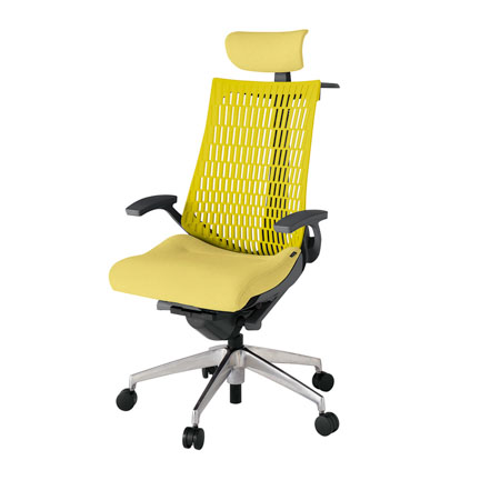 アクト2 KJ445SAXZDU6U5 エラストマバック テクスチャード 固定肘 ヘッドサポート ( クロス ) ハンガー ナイロンキャスター[ ベースカラー: ZD 張地カラー: U6U5 / イエロー  ]