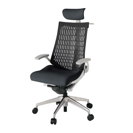 アクト2 KJ445SAXZNT1T1 エラストマバック テクスチャード 固定肘 ヘッドサポート ( クロス ) ハンガー ナイロンキャスター[ ベースカラー: ZN 張地カラー: T1T1 / ブラック  ]