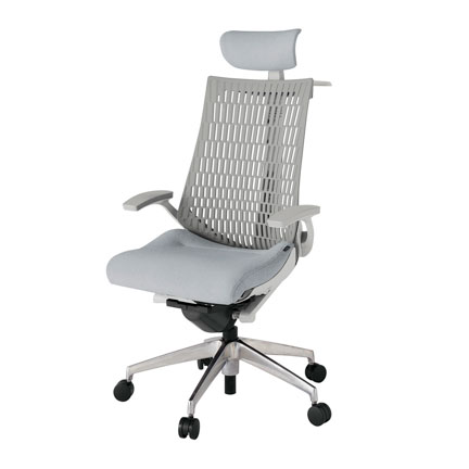 アクト2 KJ445SAXZNT7T6 エラストマバック テクスチャード 固定肘 ヘッドサポート ( クロス ) ハンガー ナイロンキャスター[ ベースカラー: ZN 張地カラー: T7T6 / ホワイトグレー  ]