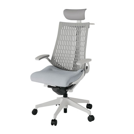 アクト2 KJ445SAYGNT7T6 エラストマバック テクスチャード 固定肘 ヘッドサポート ( ビニール ) ハンガー ナイロンキャスター[ ベースカラー: GN 張地カラー: T7T6 / ホワイトグレー  ]