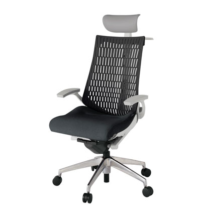 アクト2 KJ445SAYZNT1T1 エラストマバック テクスチャード 固定肘 ヘッドサポート ( ビニール ) ハンガー ナイロンキャスター[ ベースカラー: ZN 張地カラー: T1T1 / ブラック  ]