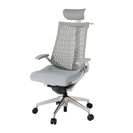 アクト2 KJ445SAYZNT7T6 エラストマバック テクスチャード 固定肘 ヘッドサポート ( ビニール ) ハンガー ナイロンキャスター[ ベースカラー: ZN 張地カラー: T7T6 / ホワイトグレー  ]