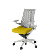 アクト2 KJ447PS-GNU5T6 エラストマバック プレーン 可動肘 ナイロンキャスター[ ベースカラー: GN 張地カラー: U5 / ストロングイエロー  ]