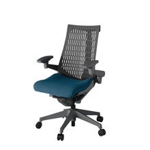 アクト2 KJ447PS-W2N3W2 エラストマバック プレーン 可動肘 ナイロンキャスター[ ベースカラー: W2 張地カラー: N3 / ライトインディゴ  ]