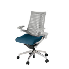 アクト2 KJ447PS-ZNN3T6 エラストマバック プレーン 可動肘 ナイロンキャスター[ ベースカラー: ZN 張地カラー: N3 / ライトインディゴ  ]