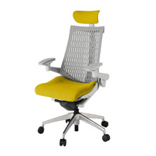 アクト2 KJ447PSEZNU5T6 エラストマバック プレーン 可動肘 ヘッドサポート ( クロス ) ナイロンキャスター[ ベースカラー: ZN 張地カラー: U5 / ストロングイエロー  ]