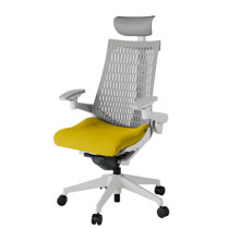 アクト2 KJ447PSFGNU5T6 エラストマバック プレーン 可動肘 ヘッドサポート ( ビニール ) ナイロンキャスター[ ベースカラー: GN 張地カラー: U5 / ストロングイエロー  ]