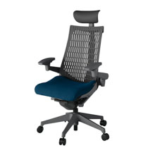 アクト2 KJ447PSFW2B2W2 エラストマバック プレーン 可動肘 ヘッドサポート ( ビニール ) ナイロンキャスター[ ベースカラー: W2 張地カラー: B2 / ネイビーブルー  ]