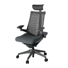 アクト2 KJ447PSFW2C3W2 エラストマバック プレーン 可動肘 ヘッドサポート ( ビニール ) ナイロンキャスター[ ベースカラー: W2 張地カラー: C3 / ダークグレー  ]