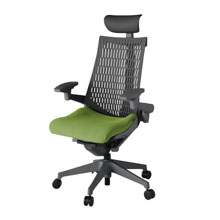 アクト2 KJ447PSFW2Q7W2 エラストマバック プレーン 可動肘 ヘッドサポート ( ビニール ) ナイロンキャスター[ ベースカラー: W2 張地カラー: Q7 / グラスグリーン  ]