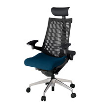 アクト2 KJ447PSFZTB2T1 エラストマバック プレーン 可動肘 ヘッドサポート ( ビニール ) ナイロンキャスター[ ベースカラー: ZT 張地カラー: B2 / ネイビーブルー  ]