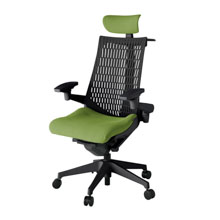 アクト2 KJ447PSXT1Q7T1 エラストマバック プレーン 可動肘 ヘッドサポート ( クロス ) ハンガー ナイロンキャスター[ ベースカラー: T1 張地カラー: Q7 / グラスグリーン  ]