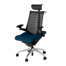 アクト2 KJ447PSYZTB2T1 エラストマバック プレーン 可動肘 ヘッドサポート ( ビニール ) ハンガー ナイロンキャスター[ ベースカラー: ZT 張地カラー: B2 / ネイビーブルー  ]