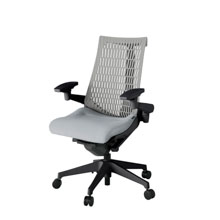 アクト2 KJ447SA-T1T7T6 エラストマバック テクスチャード 可動肘 ナイロンキャスター[ ベースカラー: T1 張地カラー: T7T6 / ホワイトグレー  ]